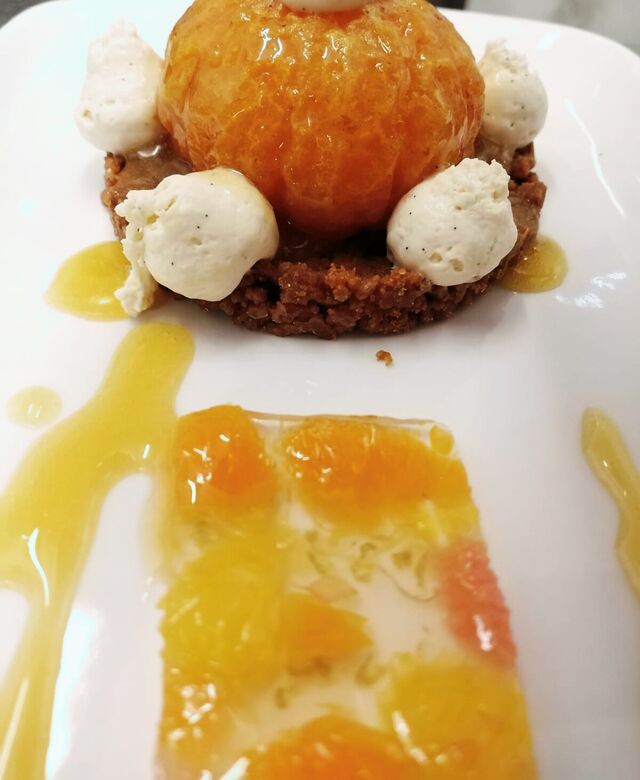Clémentine Rôtie / Sablé Spéculoos / Aspic d'Agrumes / Caramel d'Agrumes