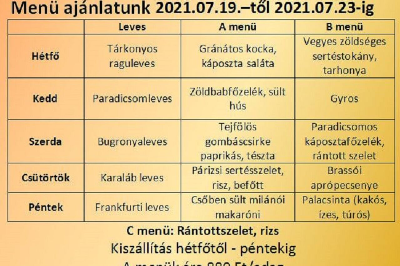 Menü Ajánlatunk!