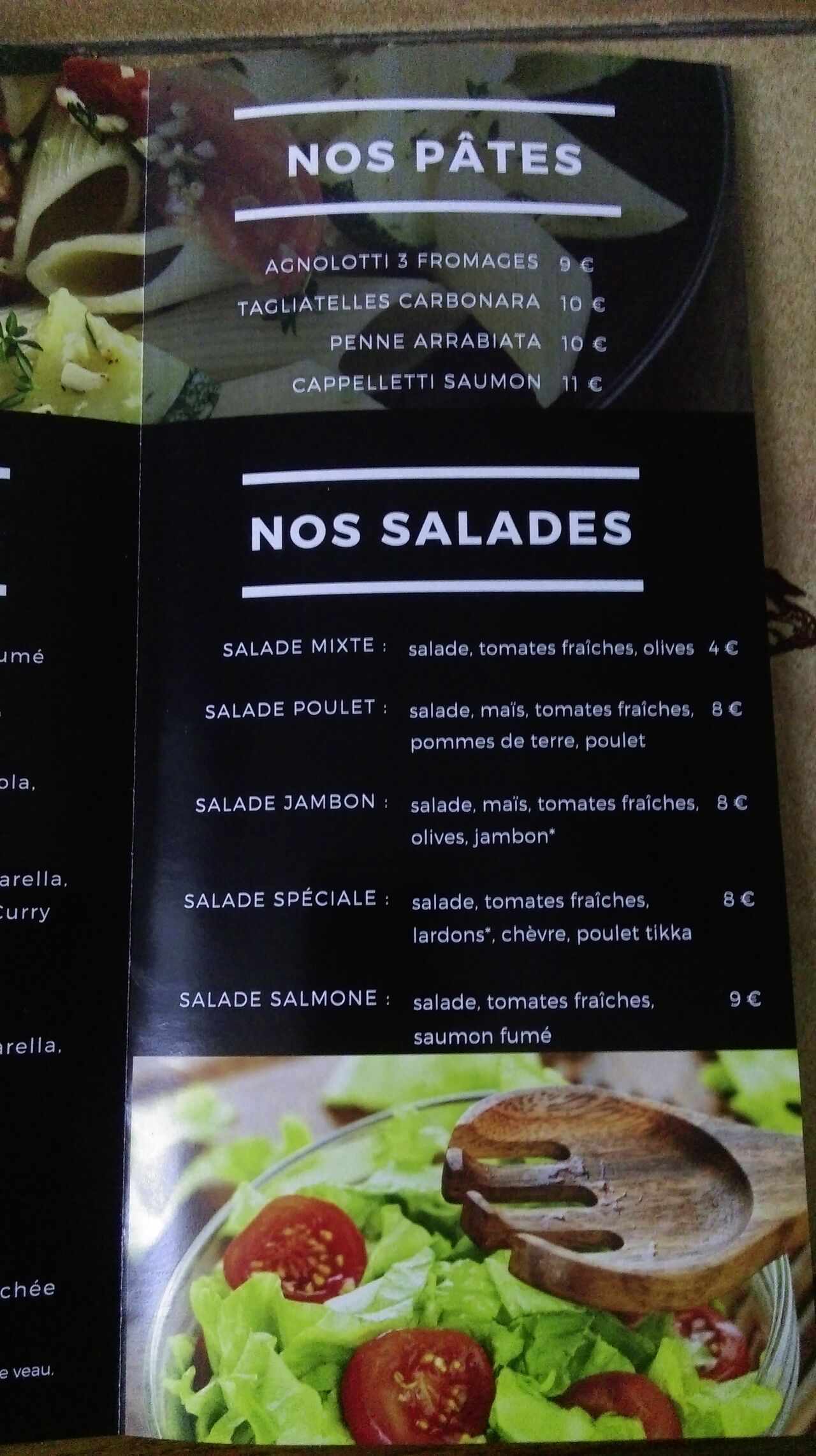 Pâtes et salades à emporter