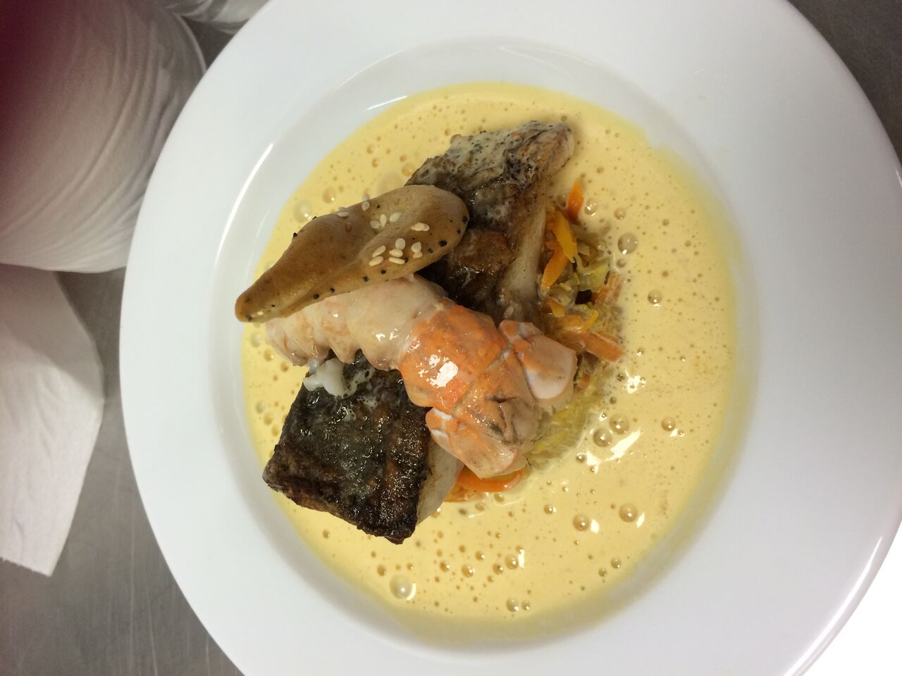 Lieu jaune et langoustine