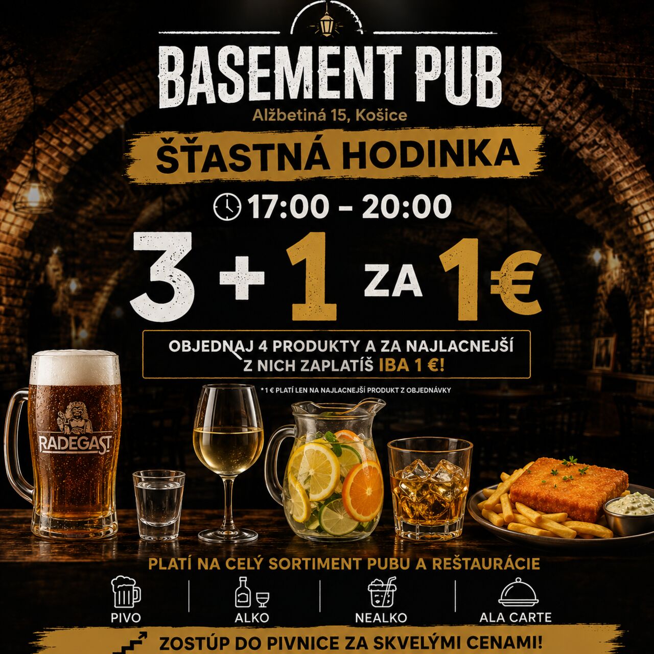 Šťastná hodinka: Denne - 17:00-20:00