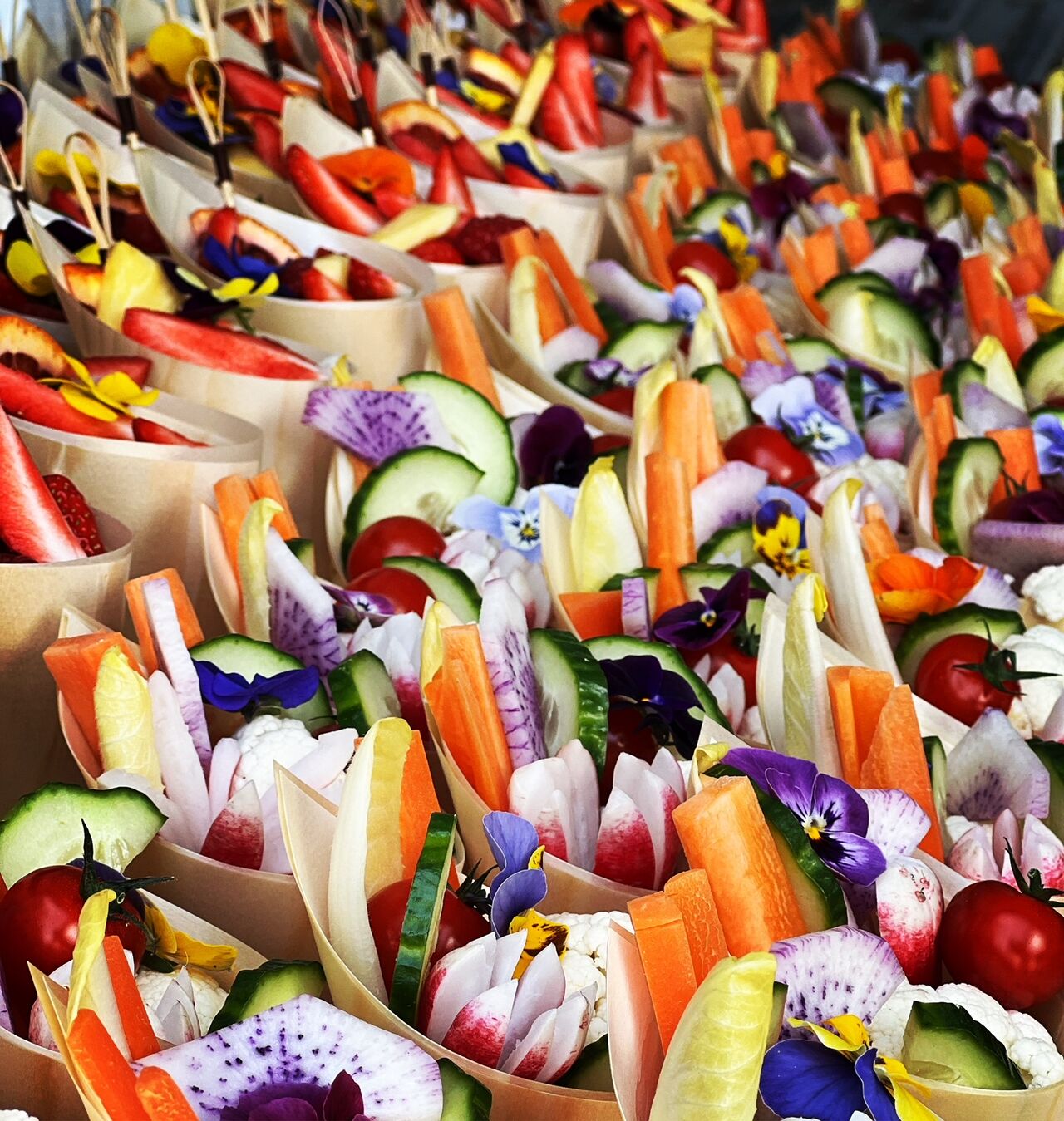 Réalisation de cornet de fruits, légumes individuels 