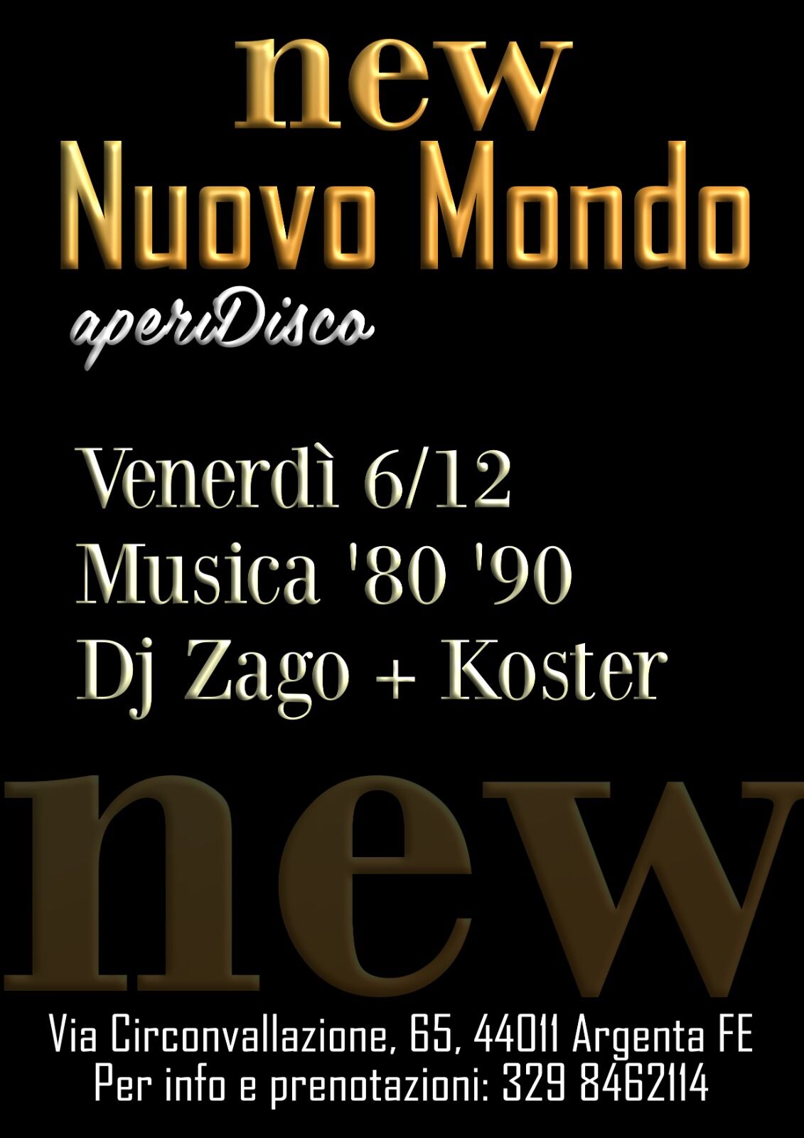 Locandina del Venerdì 6/12/2019