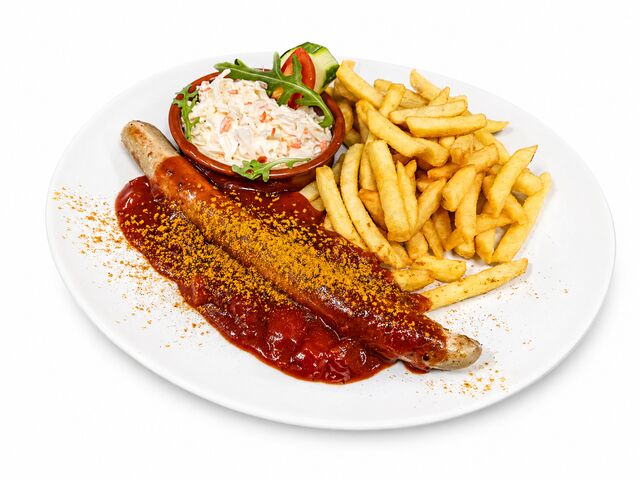 Hausmacher Bratwurst mit fruchtiger Currysauce