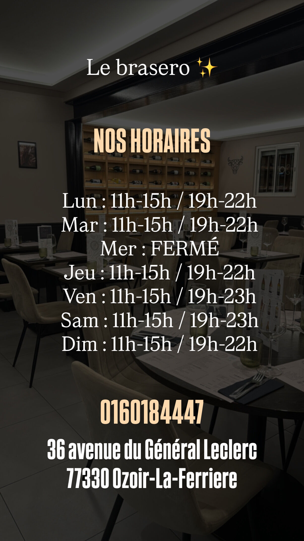 NOS HORAIRES 