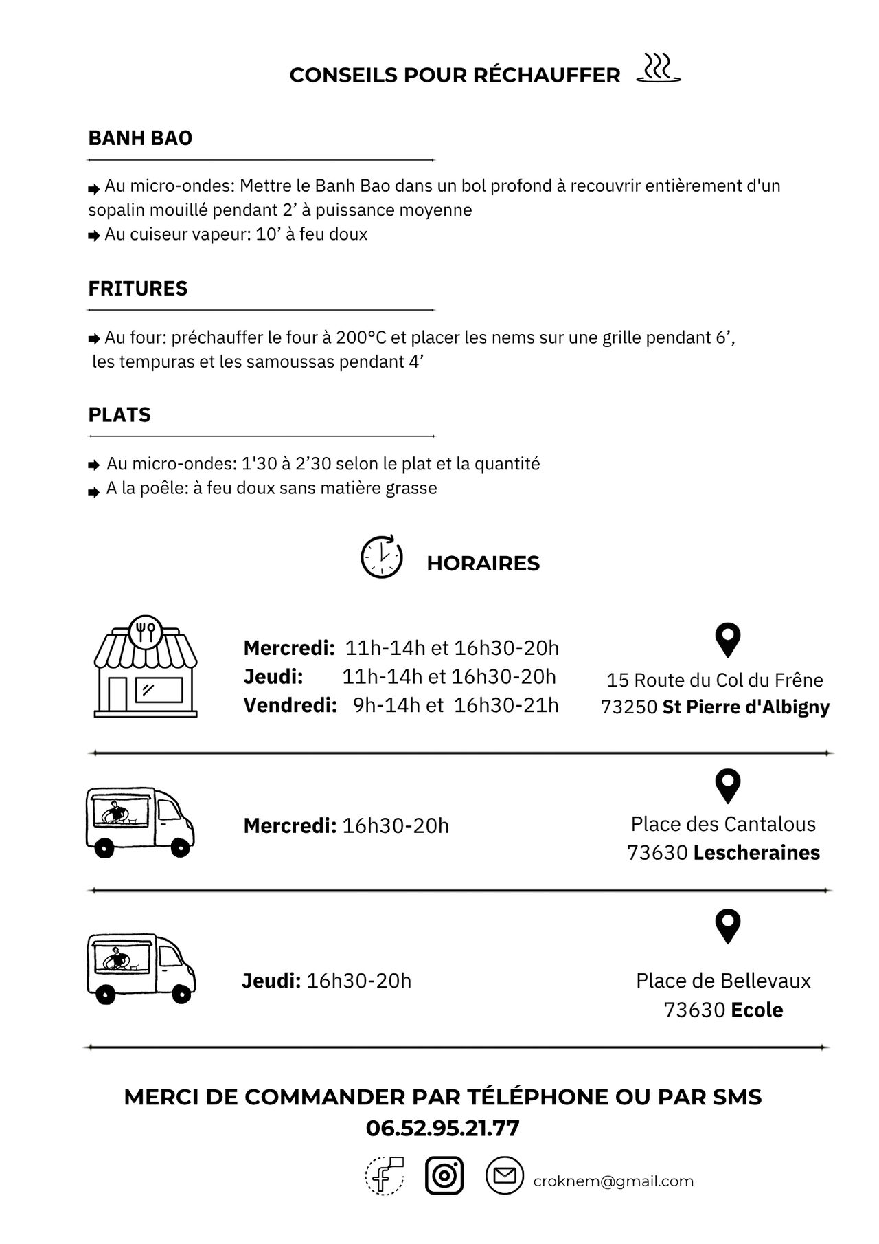 Horaires et emplacement