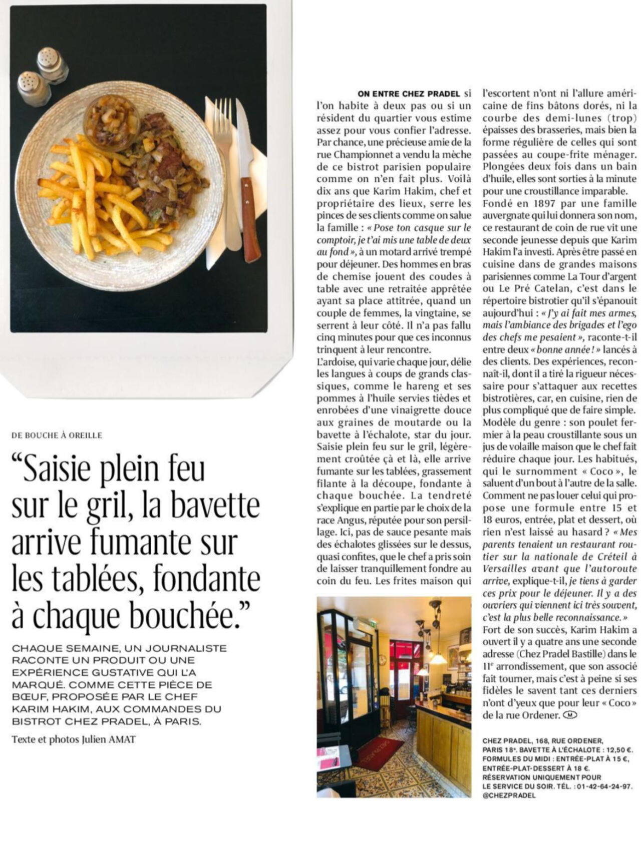 Chez Pradel paru dans le Monde