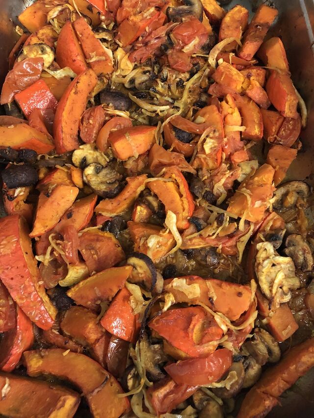 yummi Ofenkürbis zum Lunch, zur Veggie Bowl