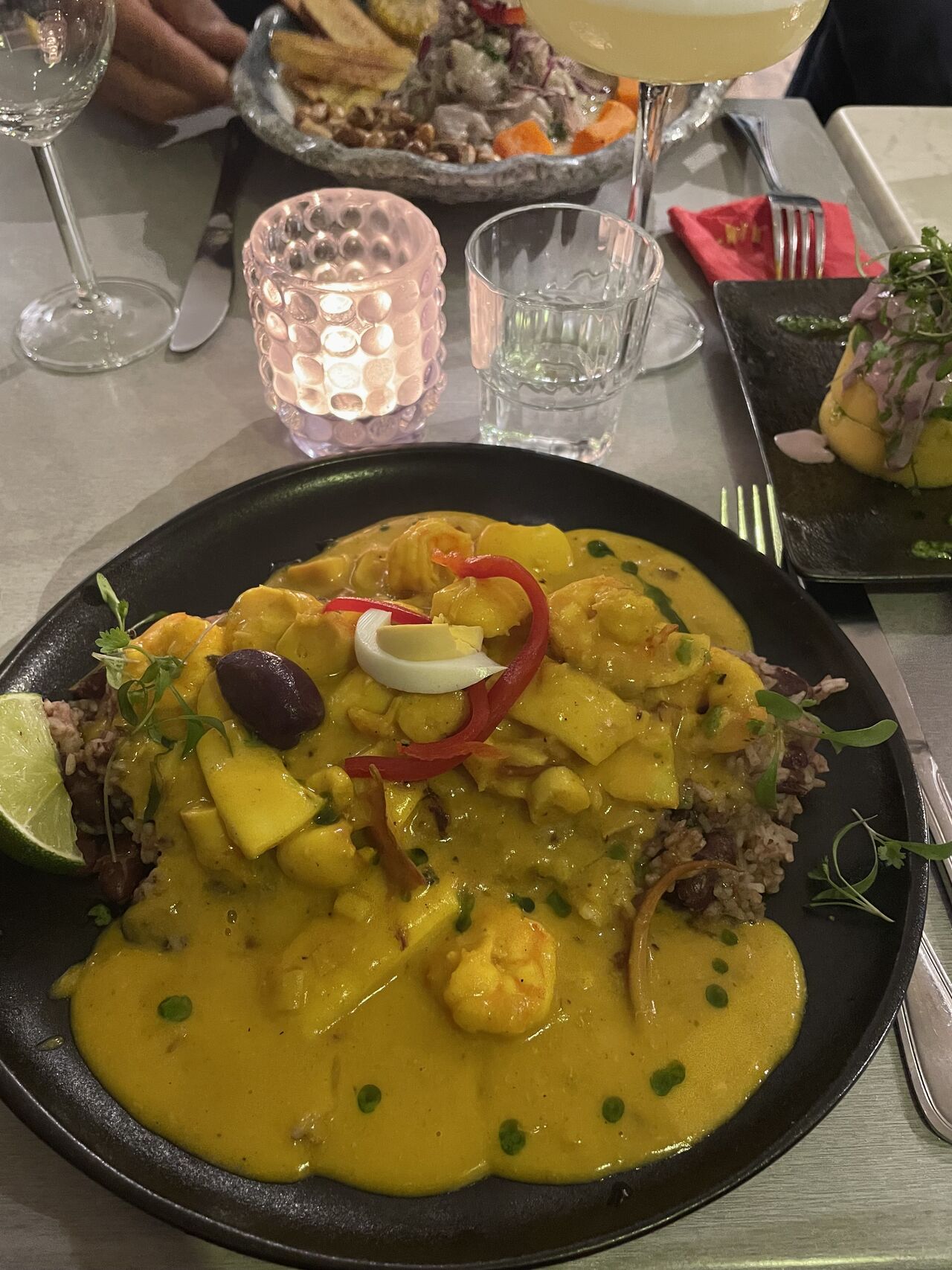 Tacu tacu con picante de Mariscos 