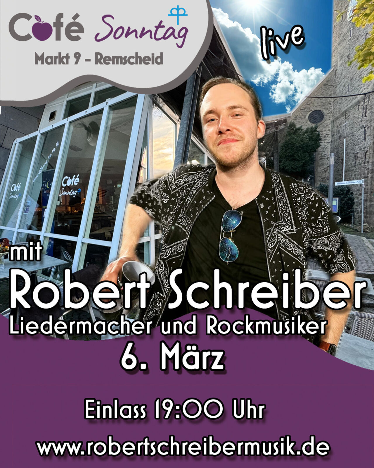 6.3. ab 19:00 Uhr, Livemusik im Café Sonntag♥️