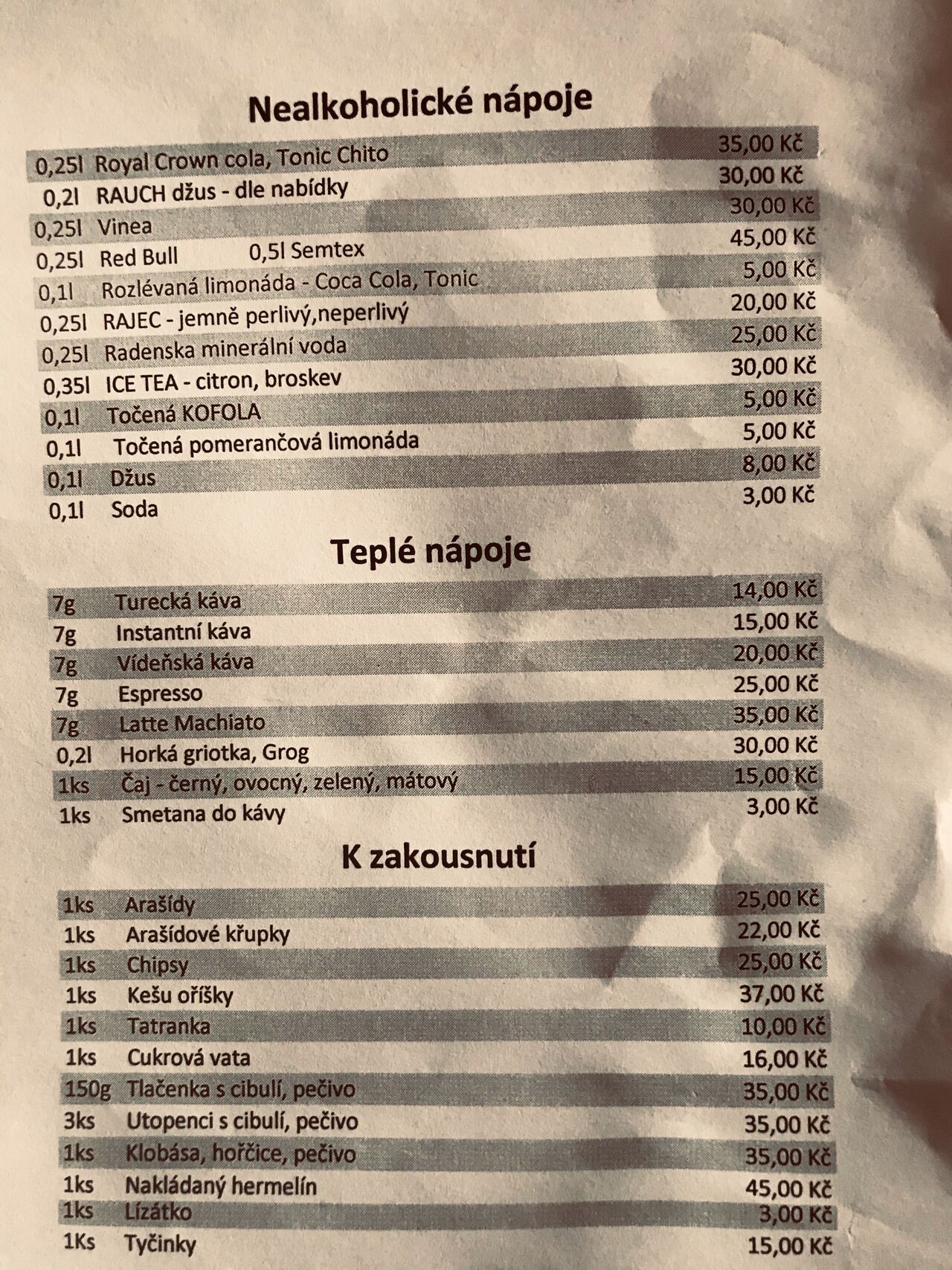 Nápojový lístek