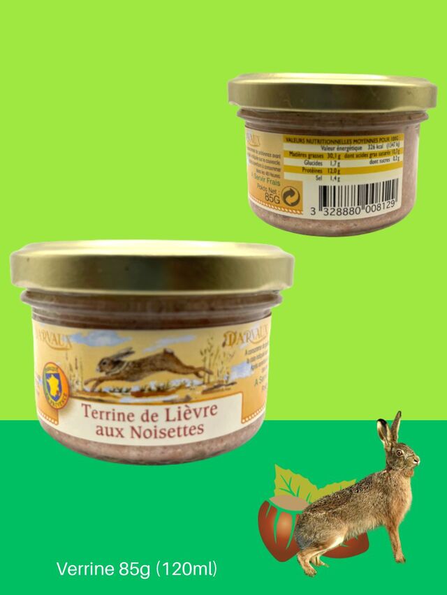 TERRINE de LIÈVRE aux Noisettes - 85g - 120ml