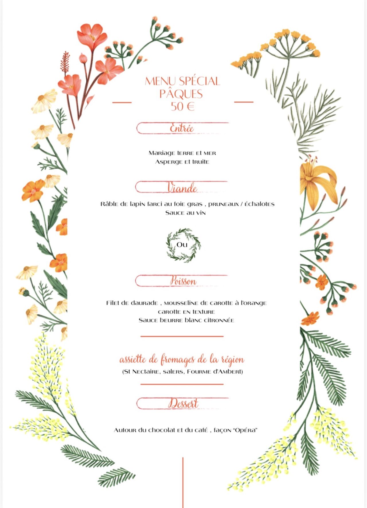 Menu de Pâques