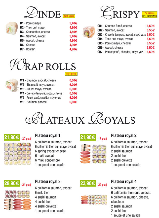Menu sushi