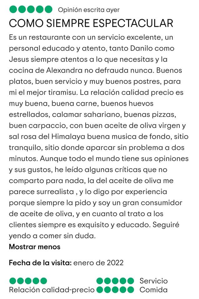 ...opinan de nosotros...