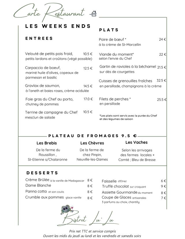 CARTE WEEK END