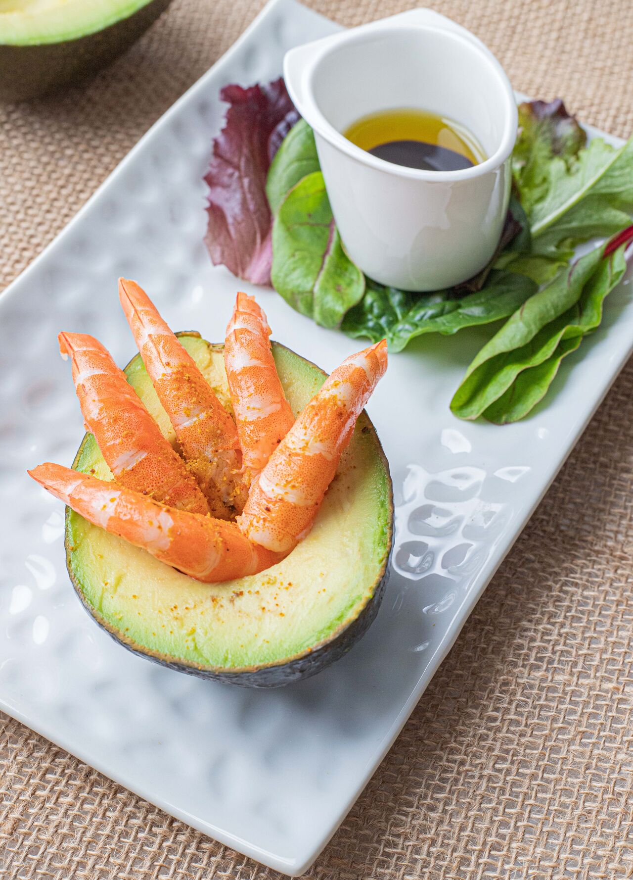 Crevettes sur son lit d'avocat à 8€90