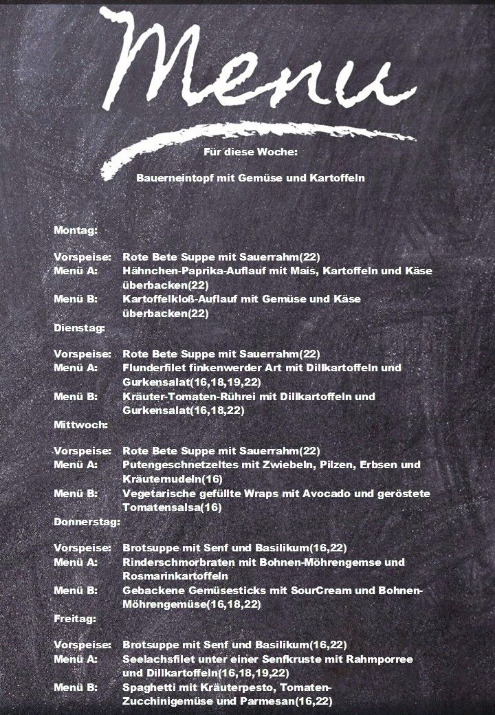 Speiseplan für diese Woche