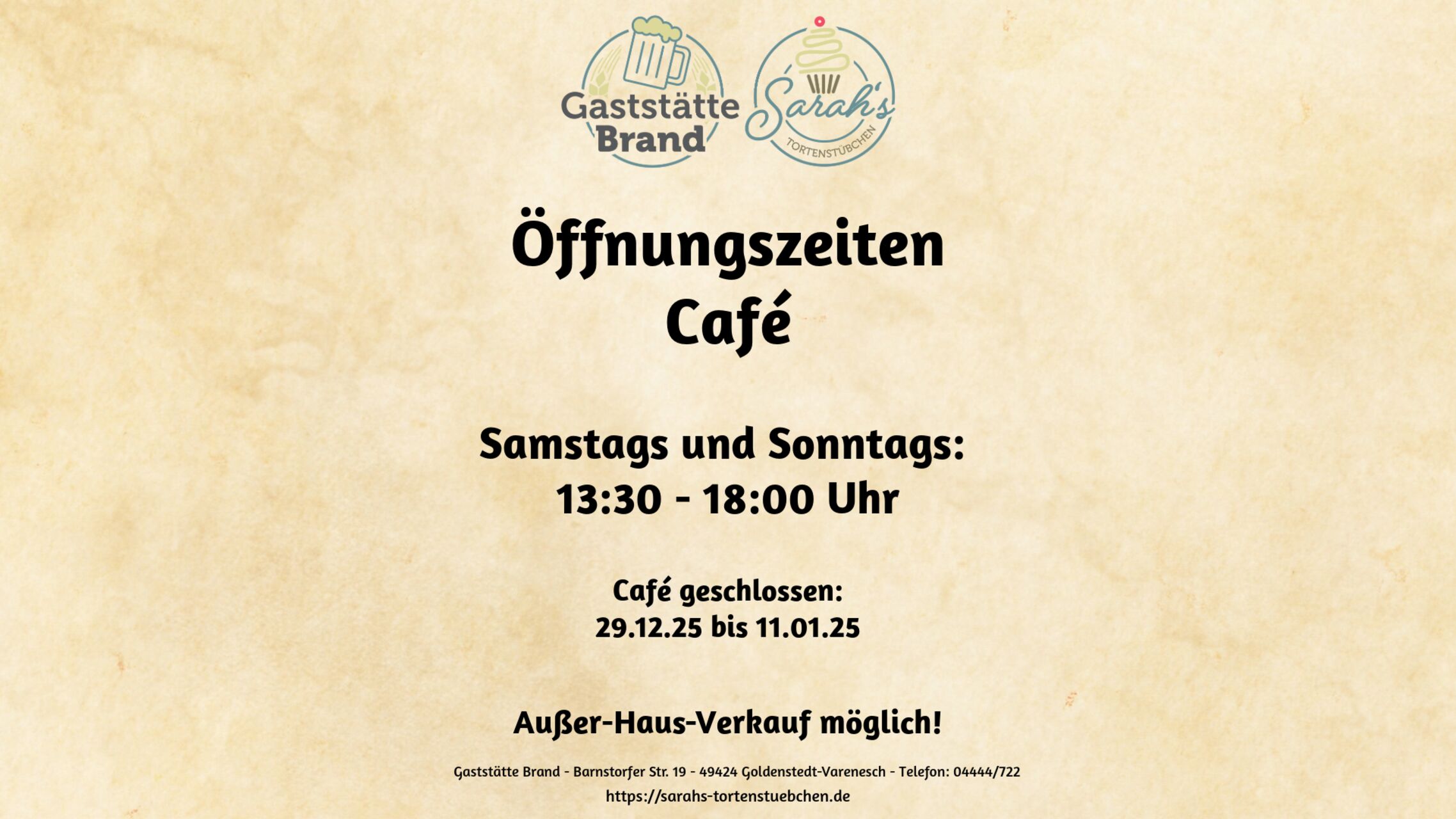 Öffnungszeiten Café