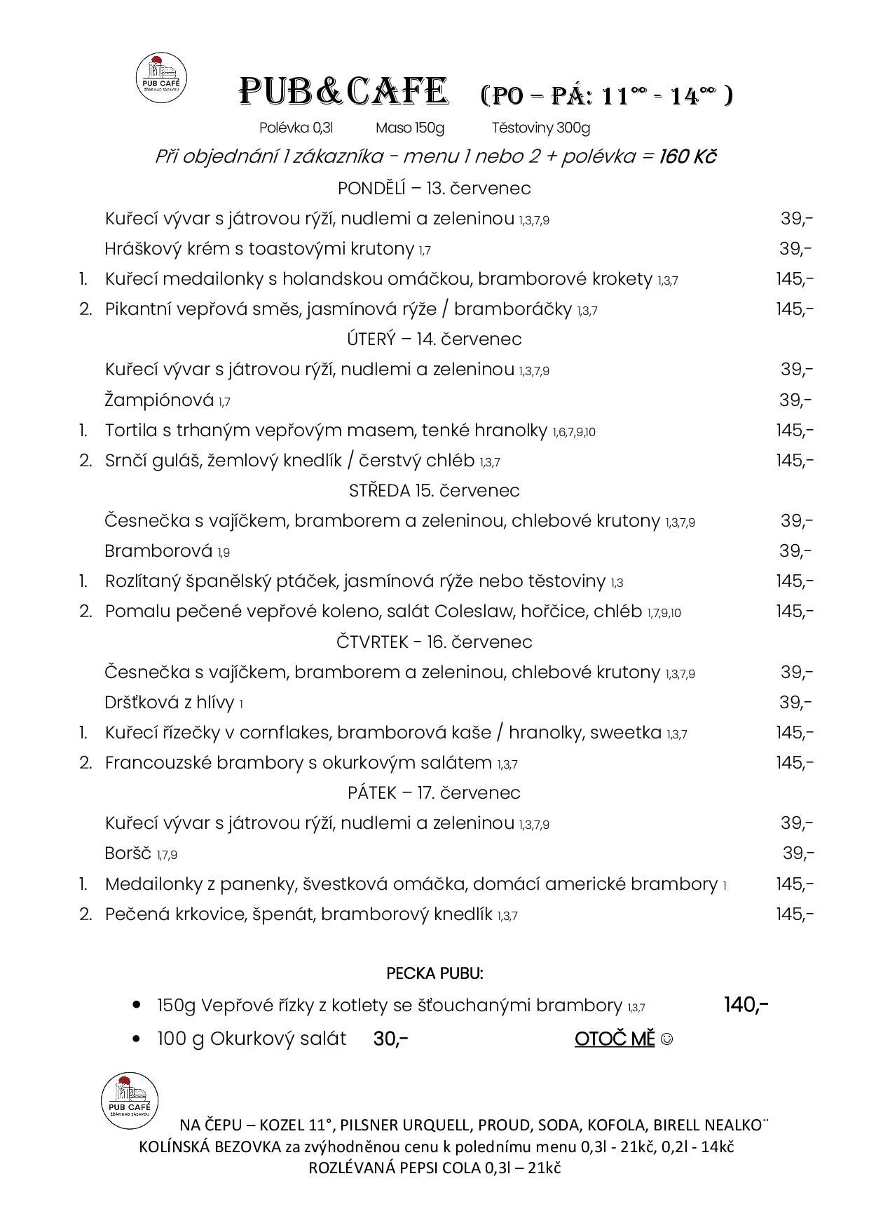 Denní menu od 13. červenec