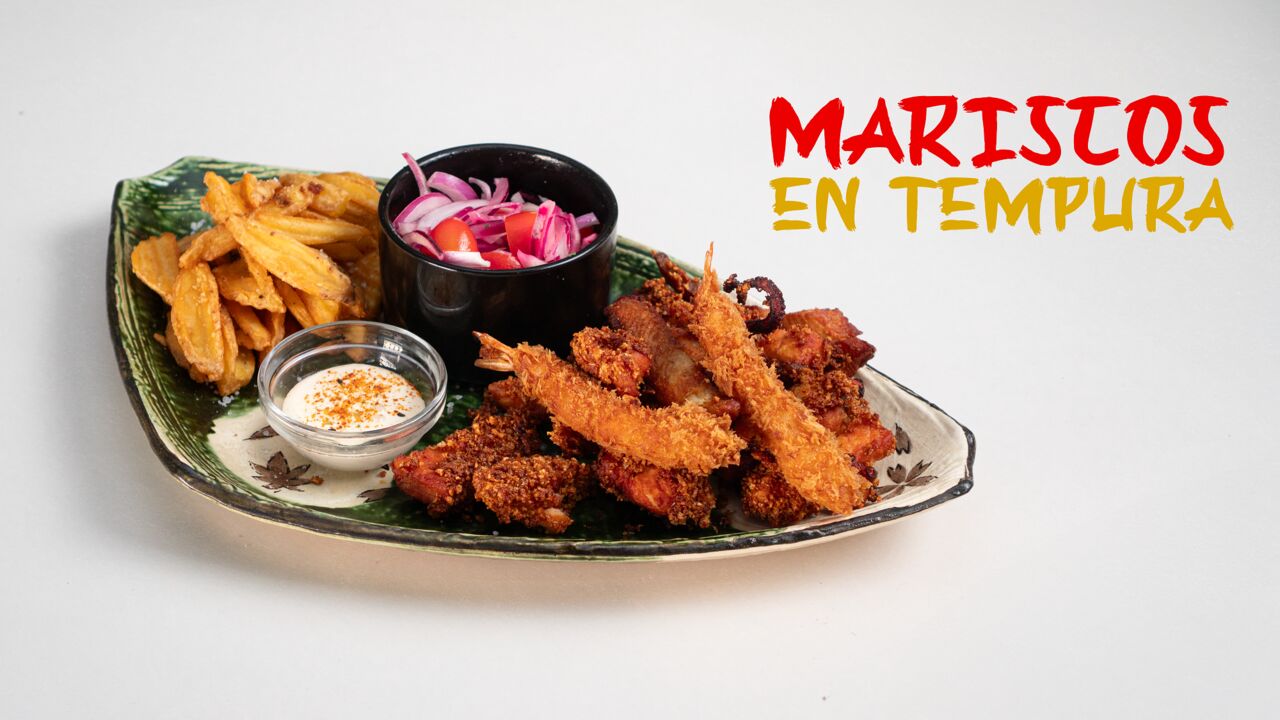 Mariscos frescos en Tempura
