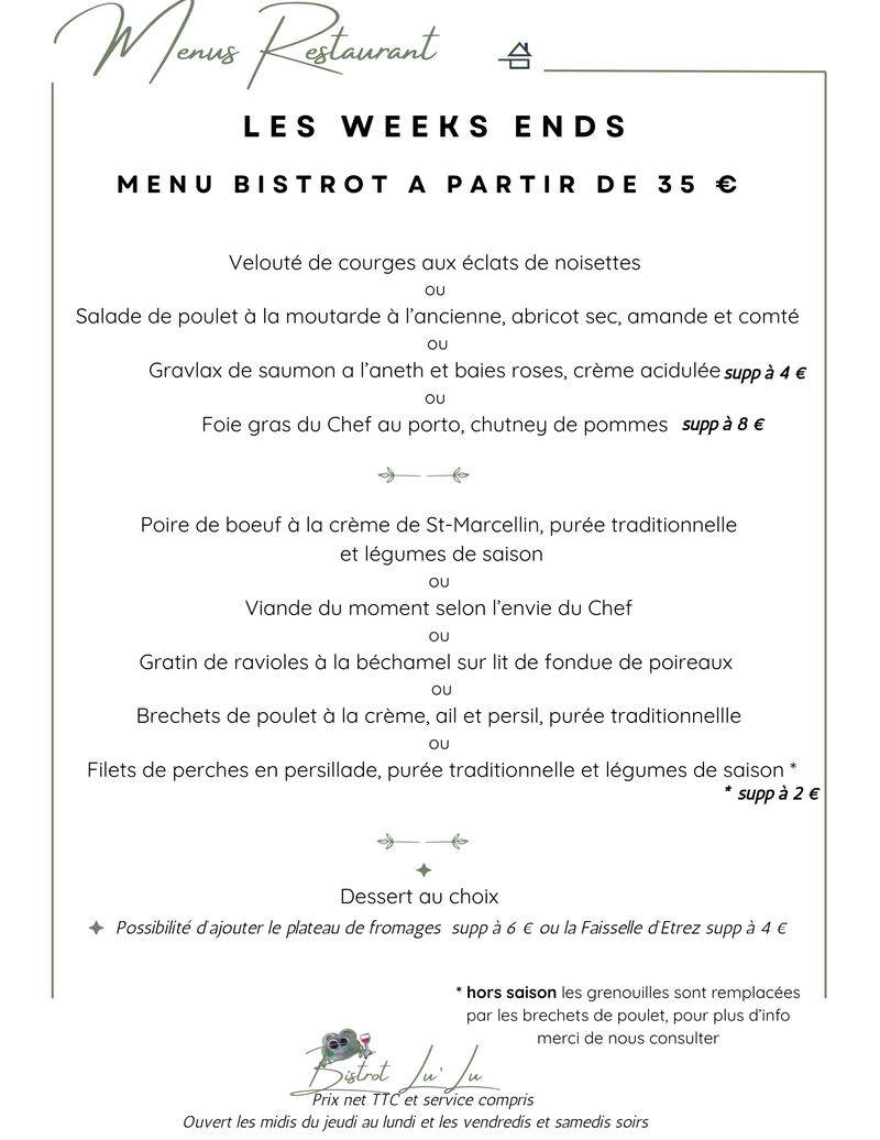 MENU WEEK END