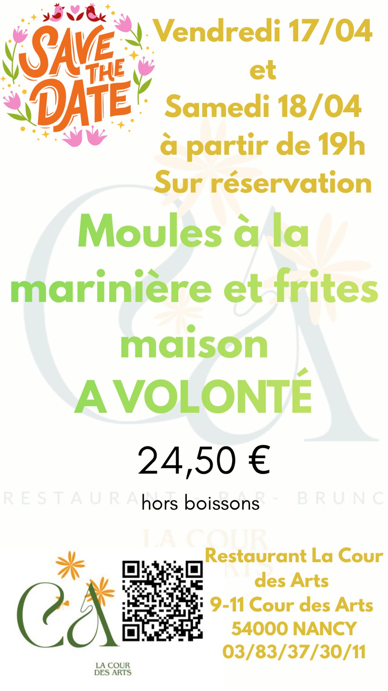 Moules à la marinière frites à volonté