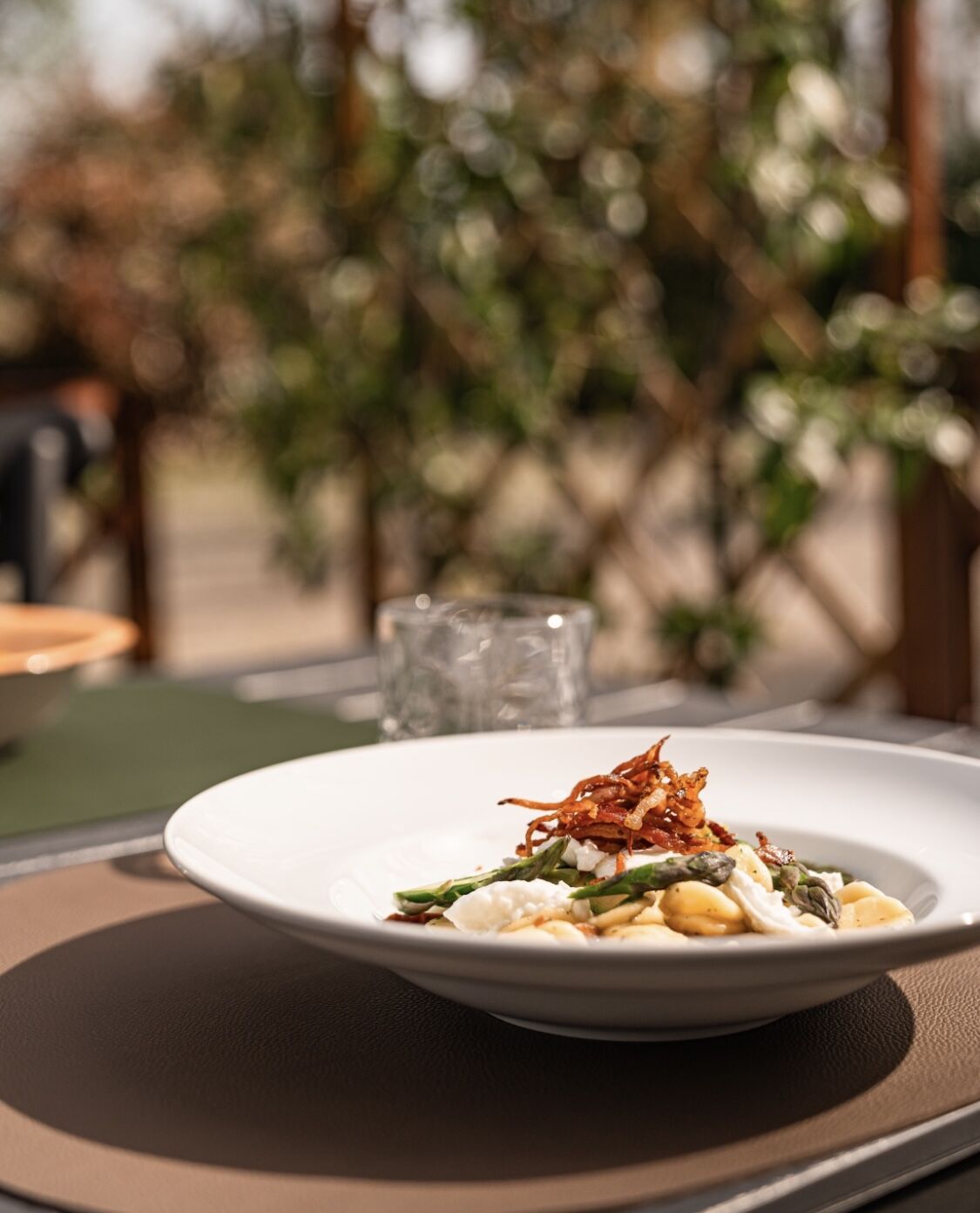 Orecchiette con asparagi, guanciale e burrata