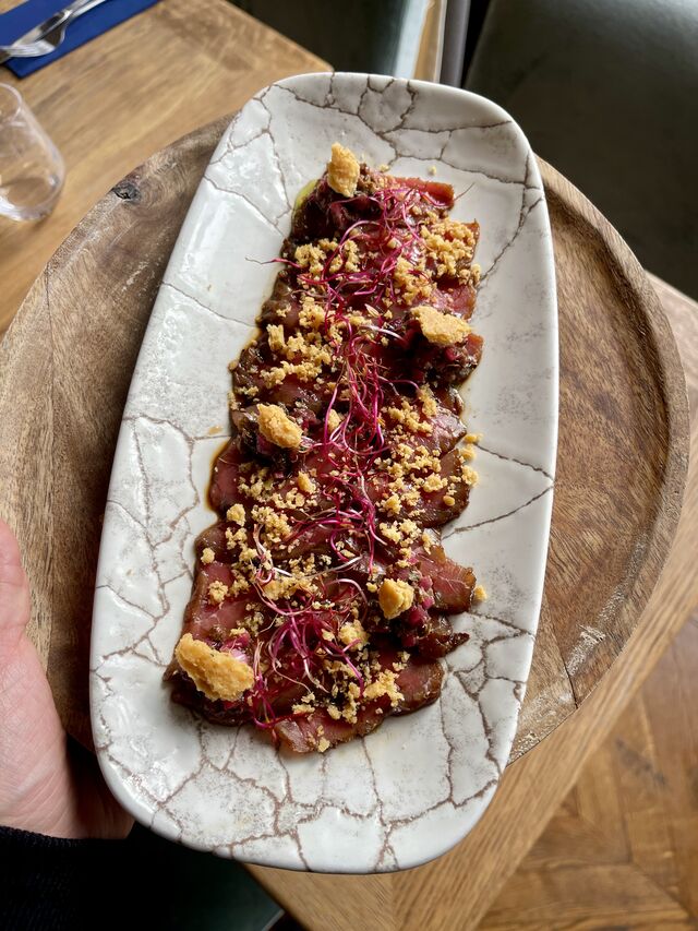 carpaccio de veau crumble de parmesan