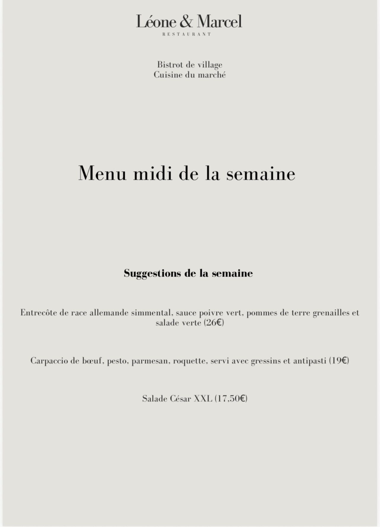 SUGGESTIONS DU 08 AU 12 JUIN MIDI