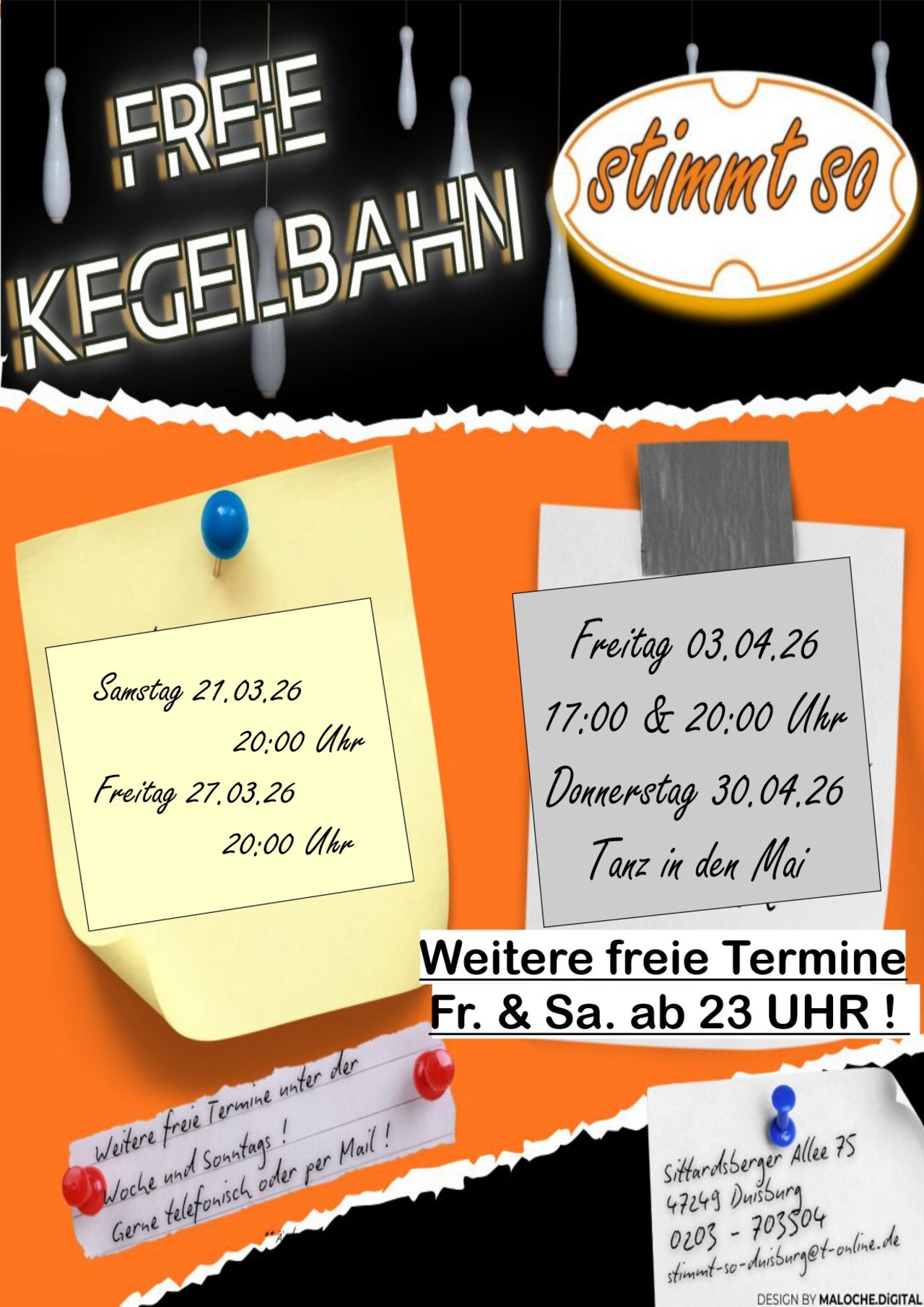 ## FREIE KEGELBAHN-TERMINE##