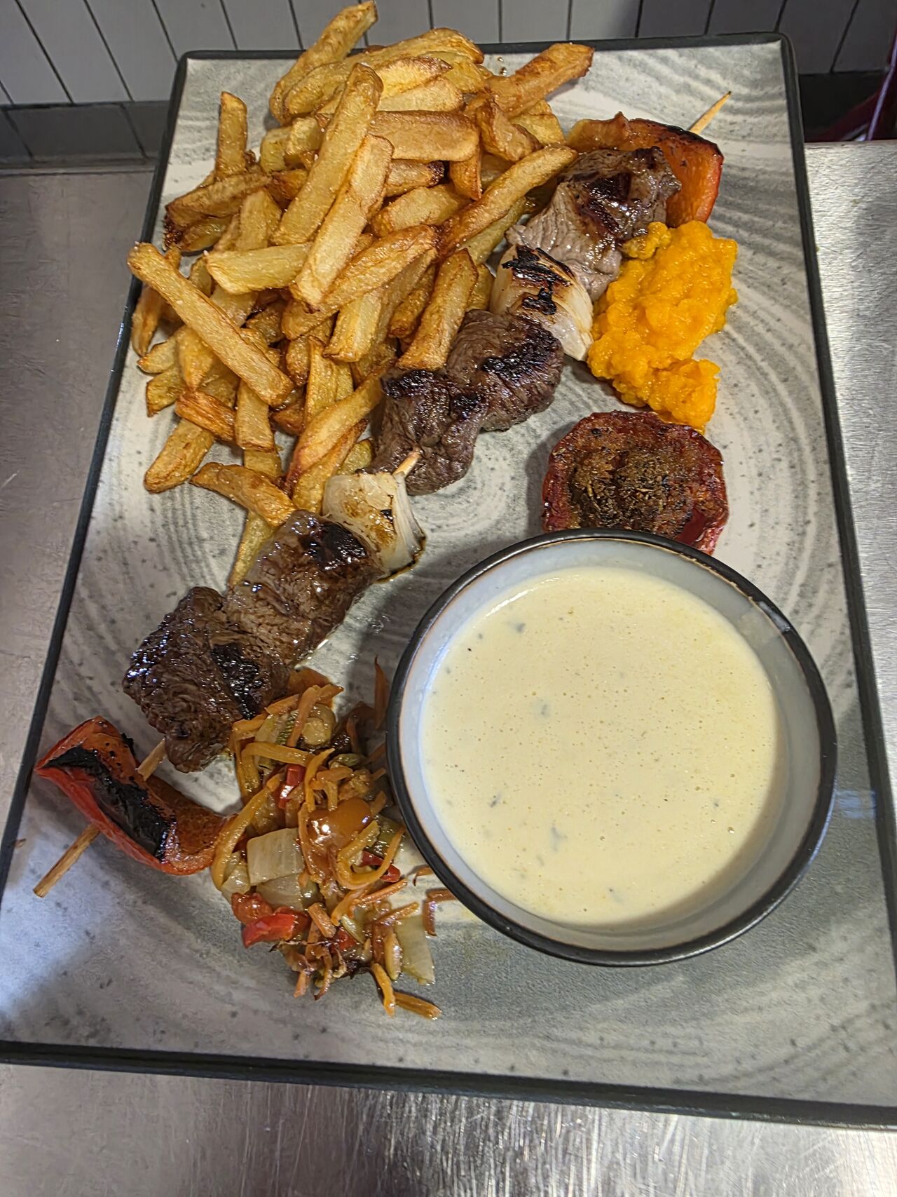 Brochette d'onglet de boeuf