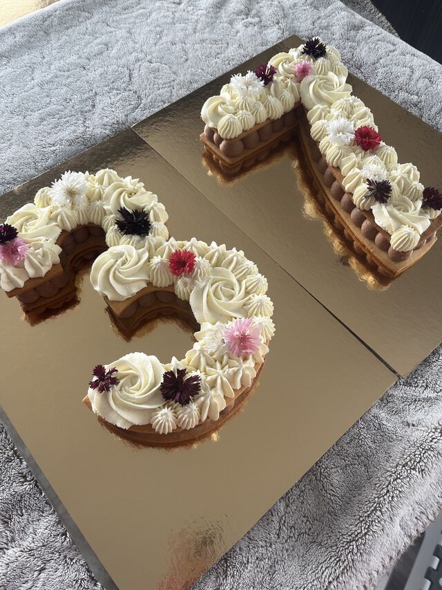 Number cake d’anniversaire choco-vanille (2 niveaux)