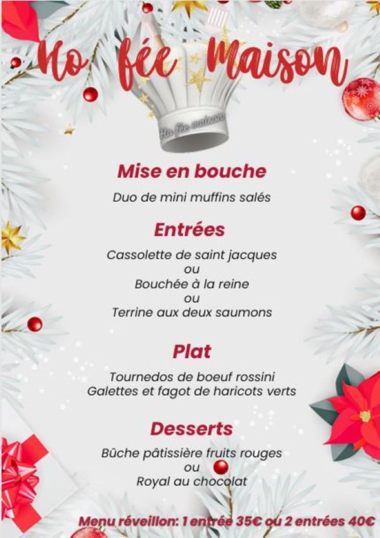 Menus réveillon