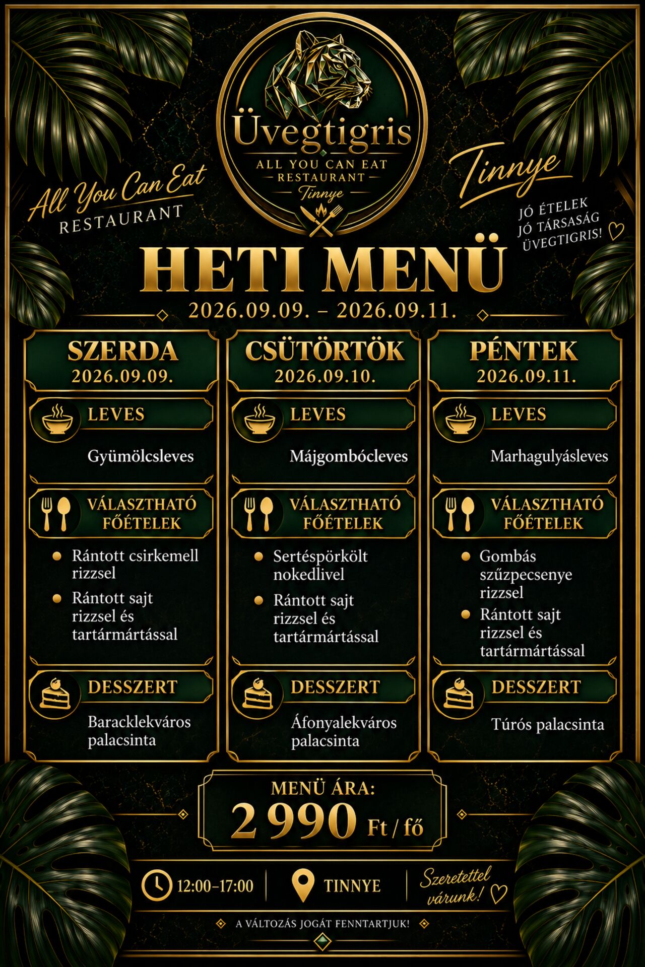 Heti menü 2990.-Ft