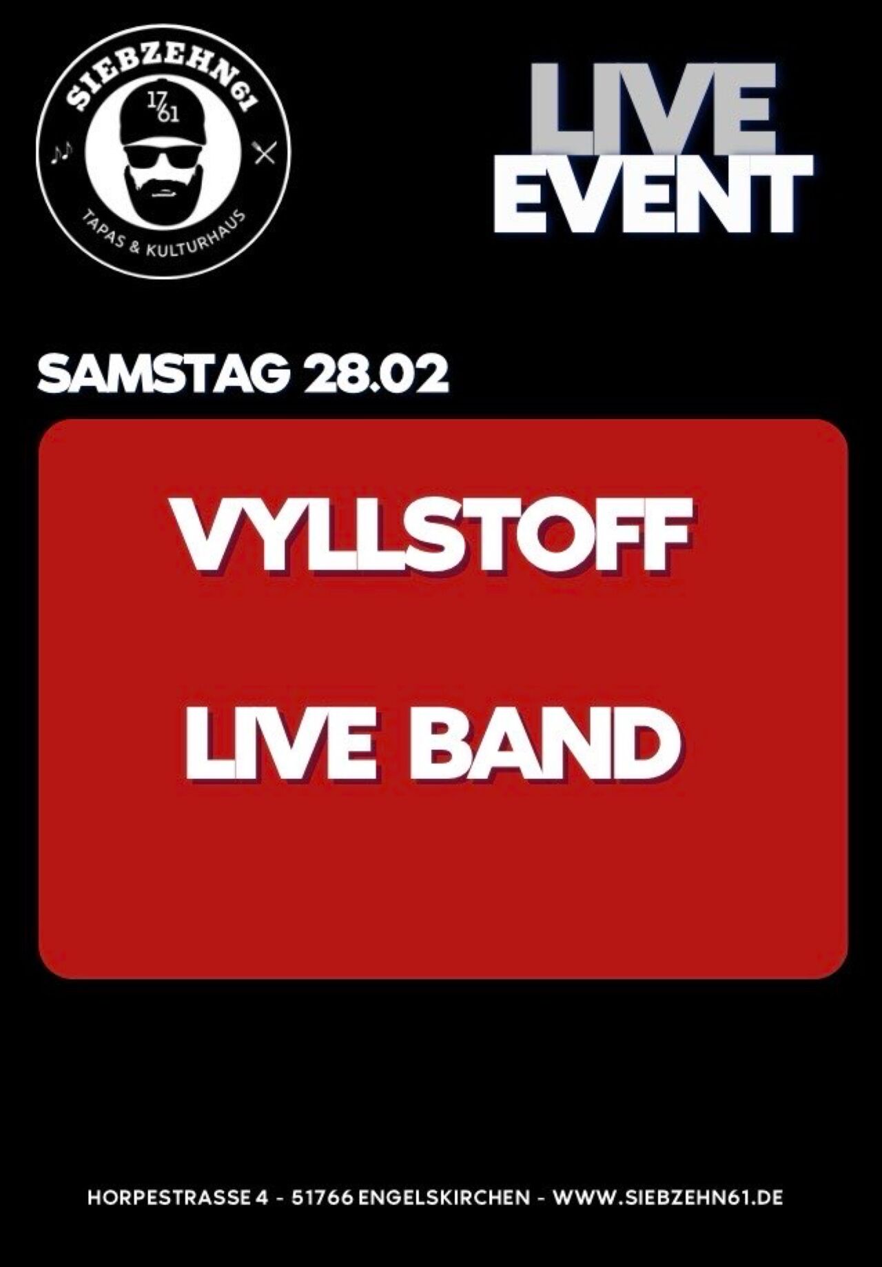 Sa. 28.02 Vyllstoff Live