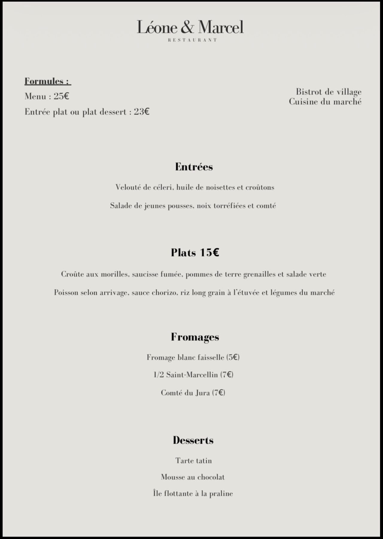 MENU DU 23 AU 27 FÉVRIER MIDI