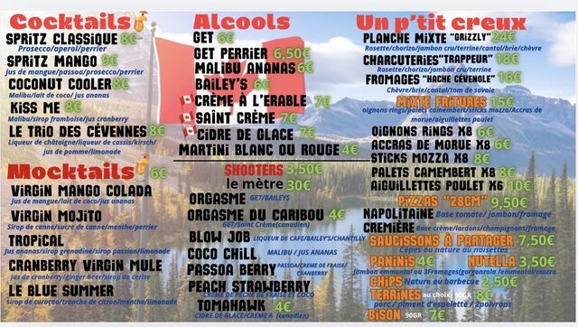 Carte Alcool / cocktail / Tapas