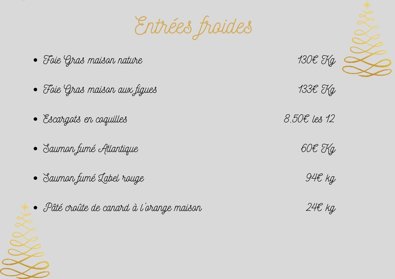 ENTREES FROIDES NOEL 2023
