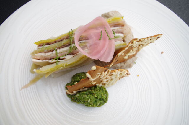 pressé champignons / poireau avec son pesto