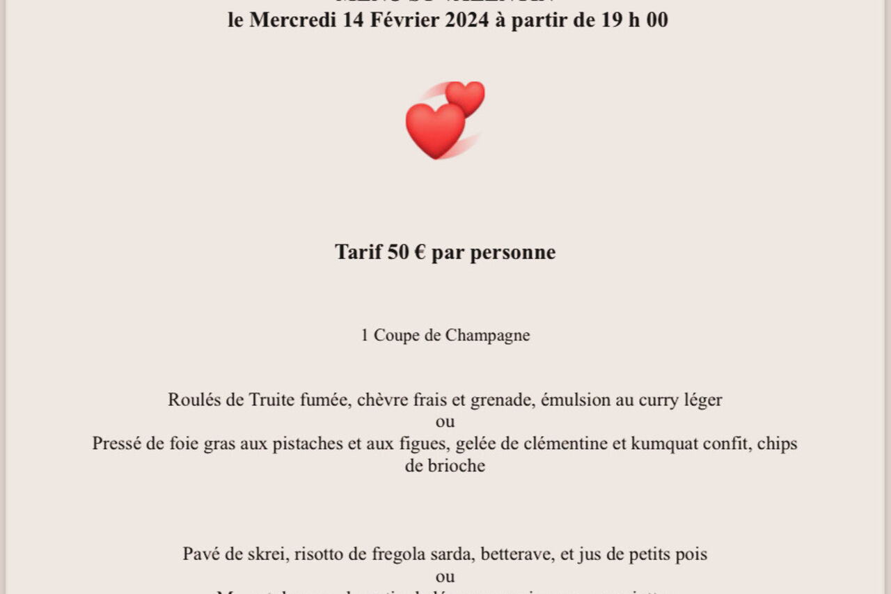 SOIREE SAINT VALENTIN 14 FÉVRIER