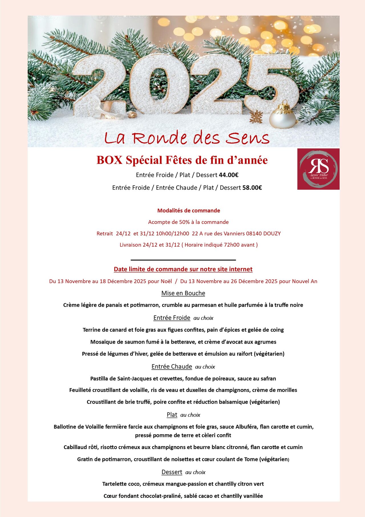 Menu de Fêtes est arrivé ! Commandes dès le 23 novembre