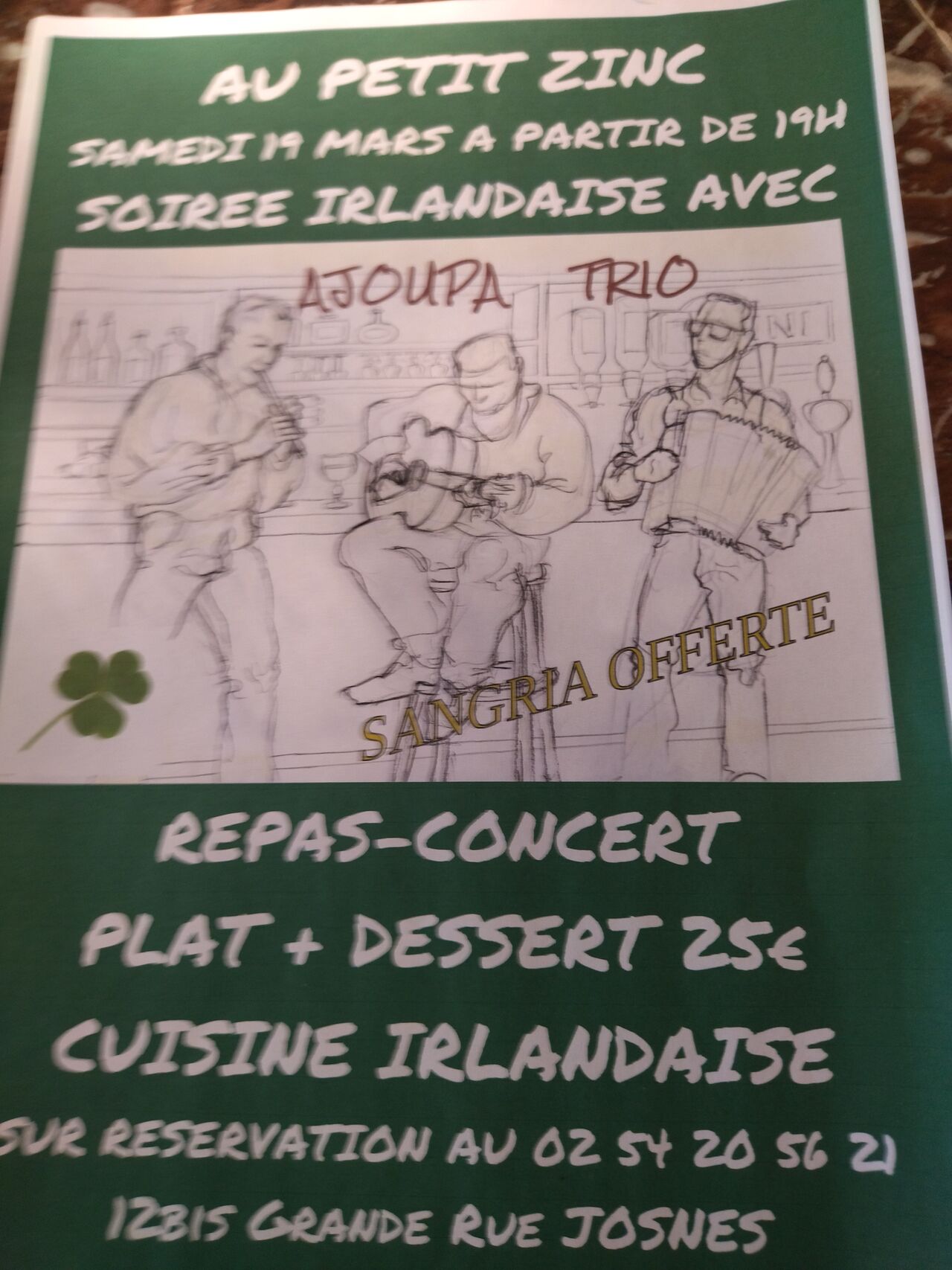 17 mars 2022, soirée irlandaise pour la Saint-Patrick