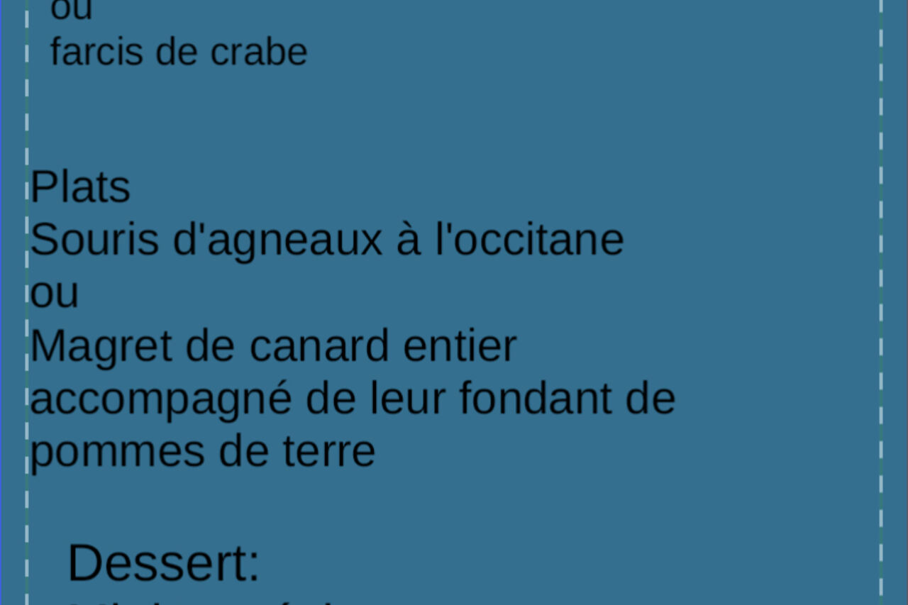 menu de fin d'année