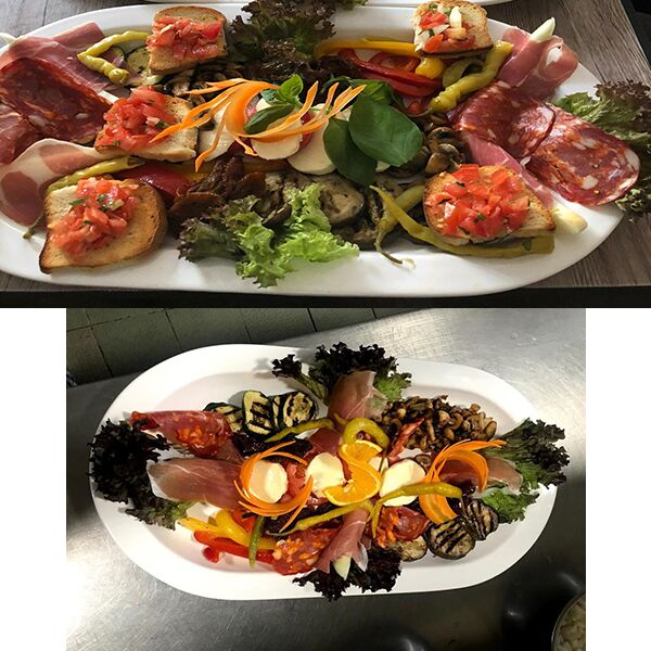 Bestellen Sie sich doch vorab unsere hausgemachten Antipasti.
Gemischter Vorspeisenteller nach italienischer Art.