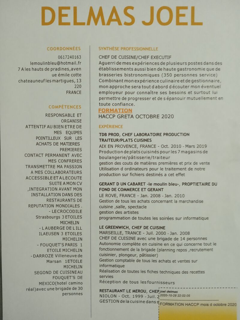 CV de ma carrière 