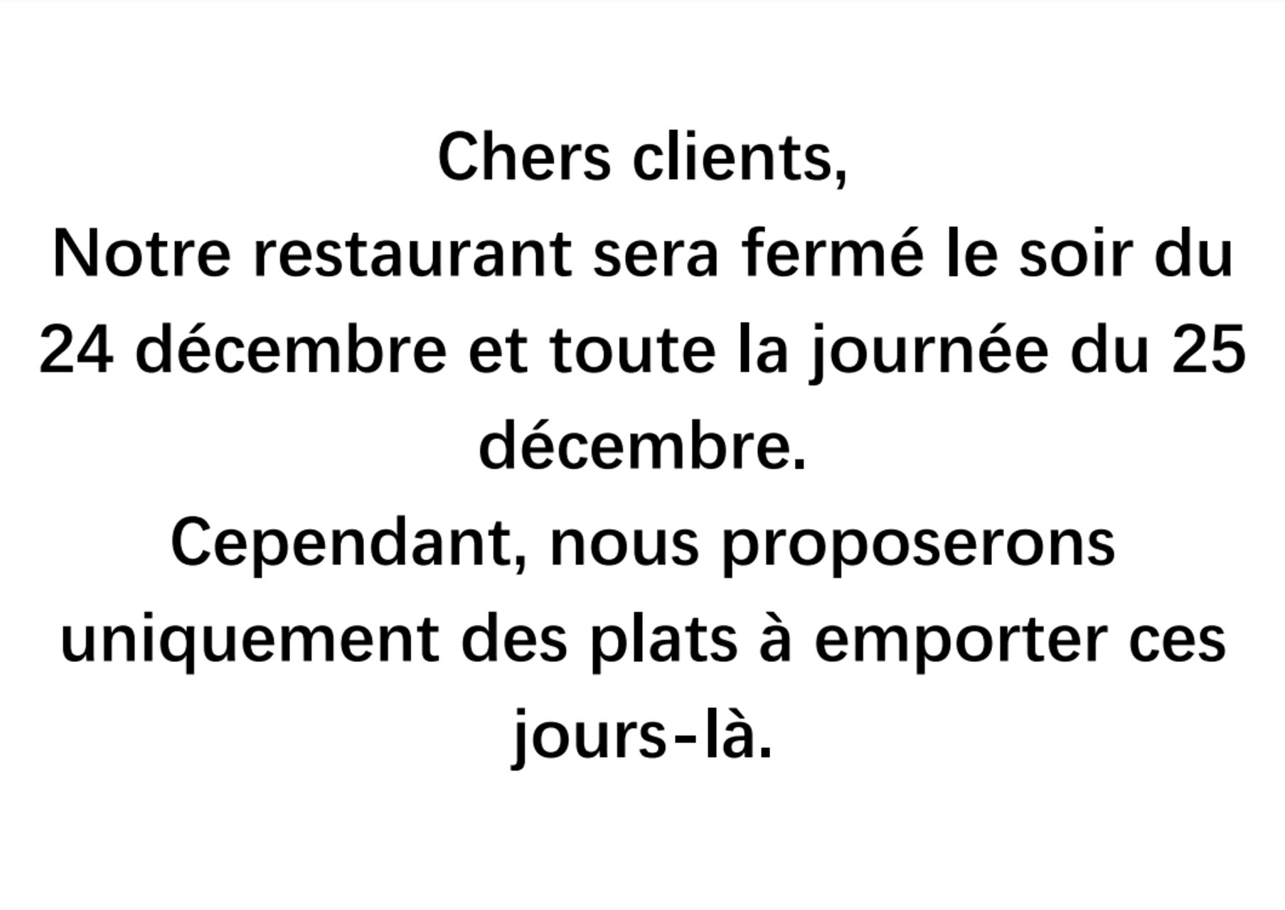 Plat à emporter pour noël