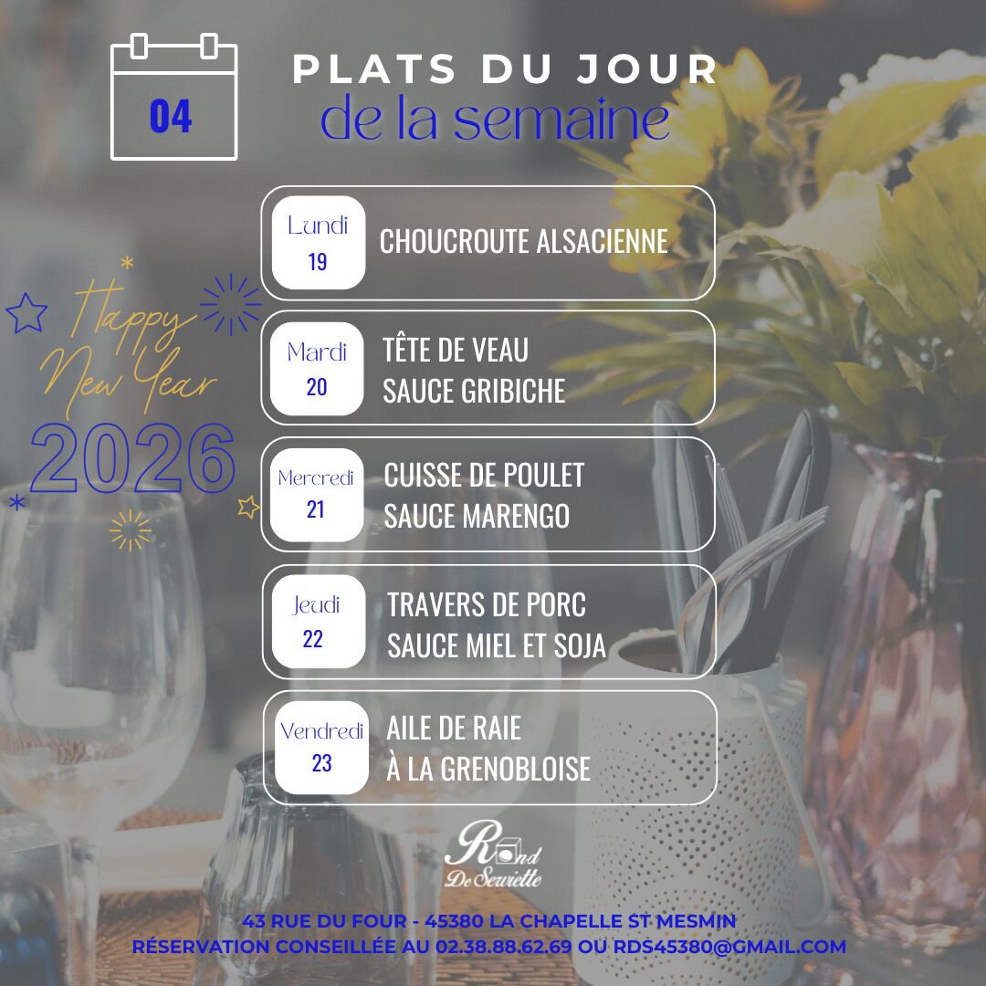 PLAT DU JOUR DE LA SEMAINE