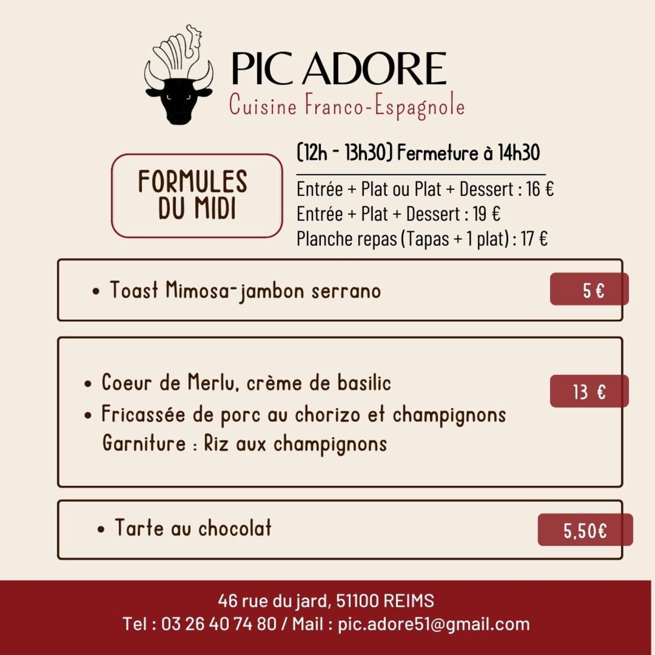 MENU DU MIDI