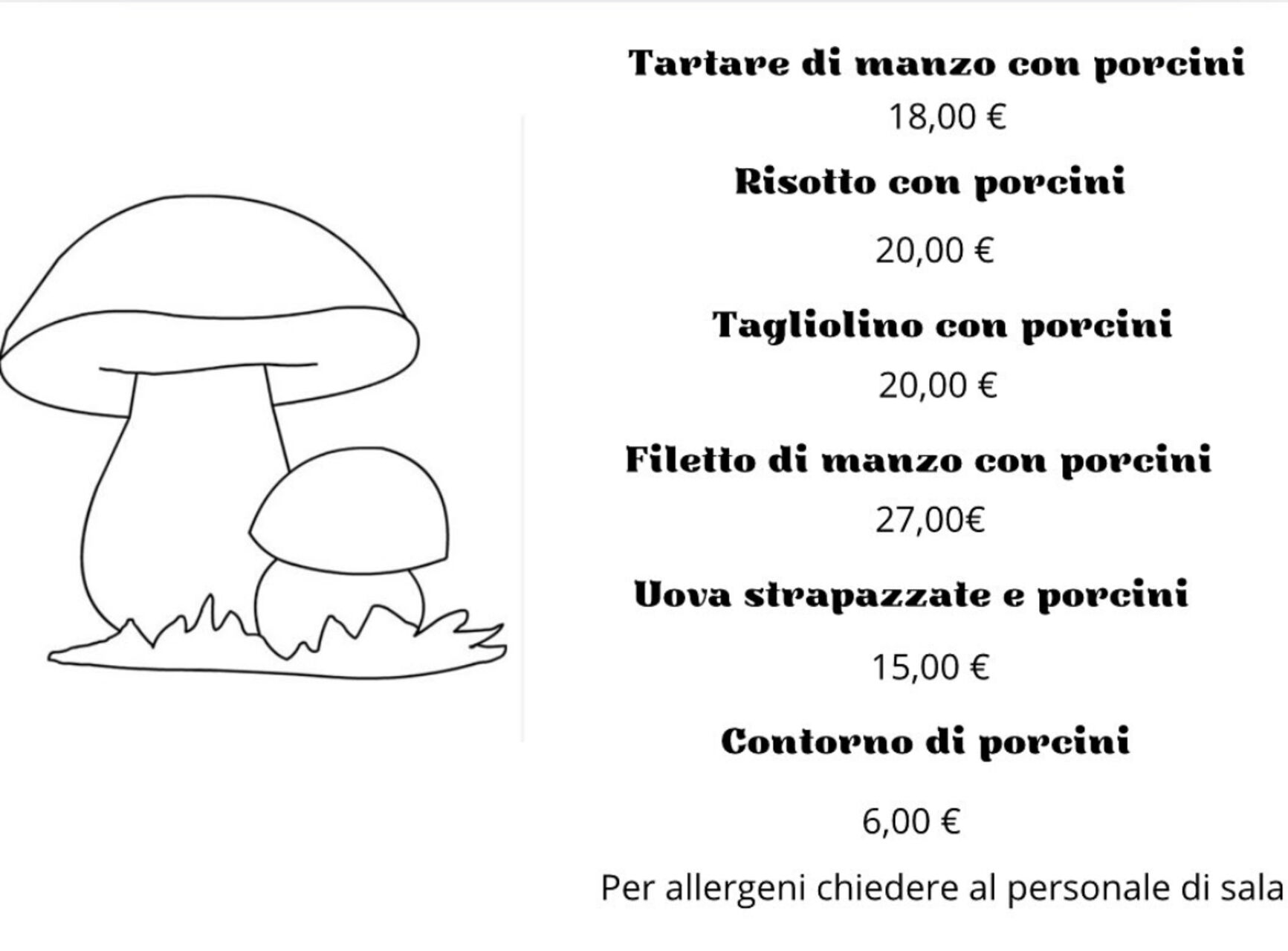 Menù funghi